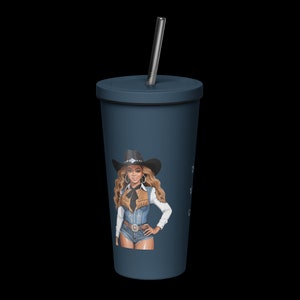 Insulated tumbler with a straw