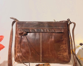 Vintage German Handmade Leather Bag, Unused Top-Handle Calfskin Purse,  Original Tag Included