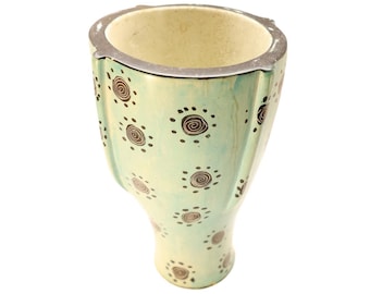Vintage Marble Vase – Handmade Blue & Green Swirl Decor - Heavy Marble
