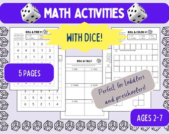 Mathe-Übungen mit Würfeln, frühe mathematische Fähigkeiten, Zahlenerkennung, Zahlenüben, Mathespiele für Kinder, Vorschule zum Ausdrucken, Hausschule