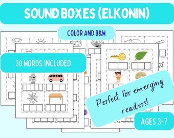 Sound Boxes (Elkonin Boxes): Phonemic Awareness, Early Reading Skills, Preschool Printable, Kindergarten Printable, Homeschool Printable
