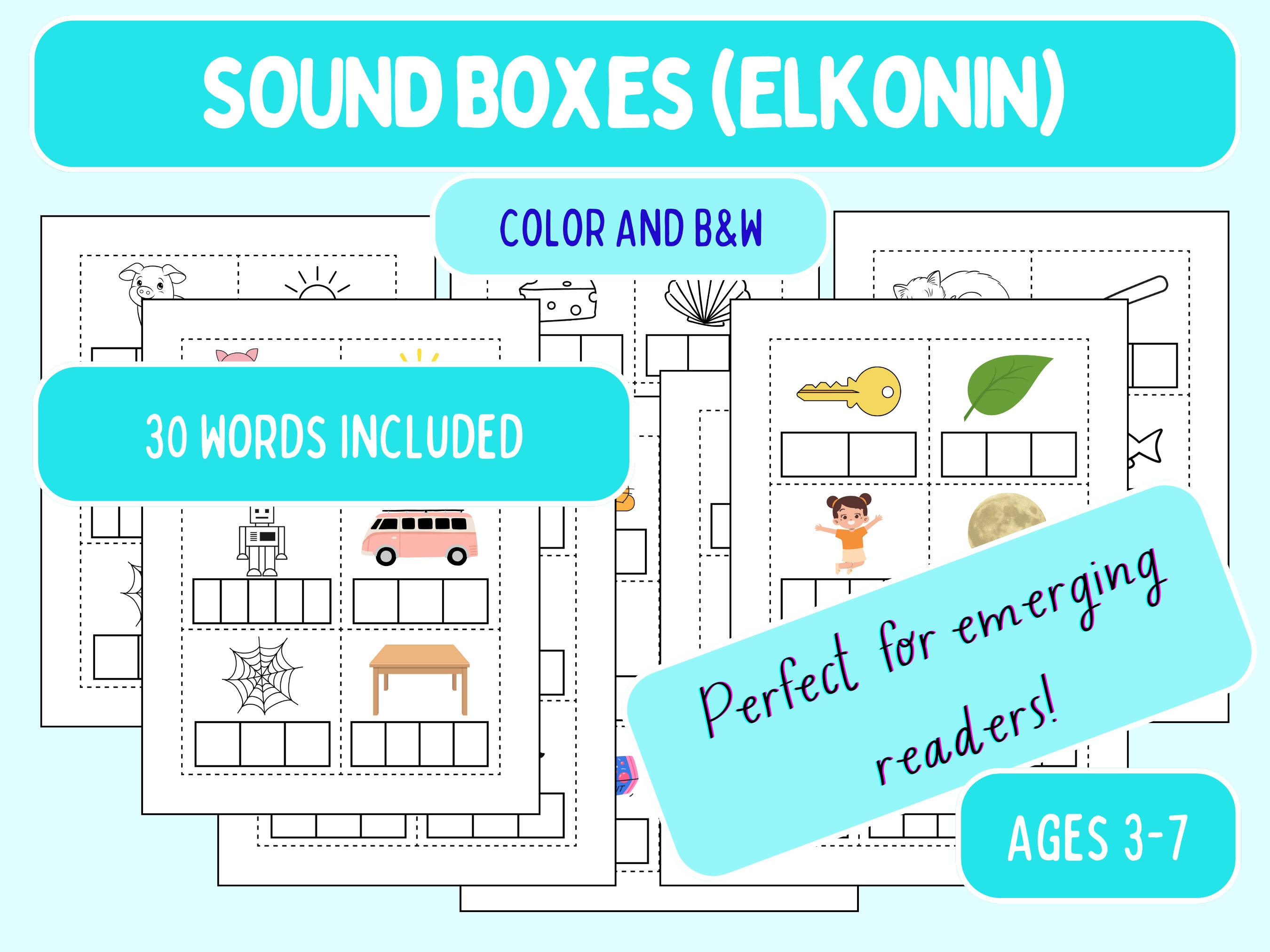 Sound Boxes (elkonin Boxes): Phonemic Awareness, Early Reading Skills, Preschool Printable ...