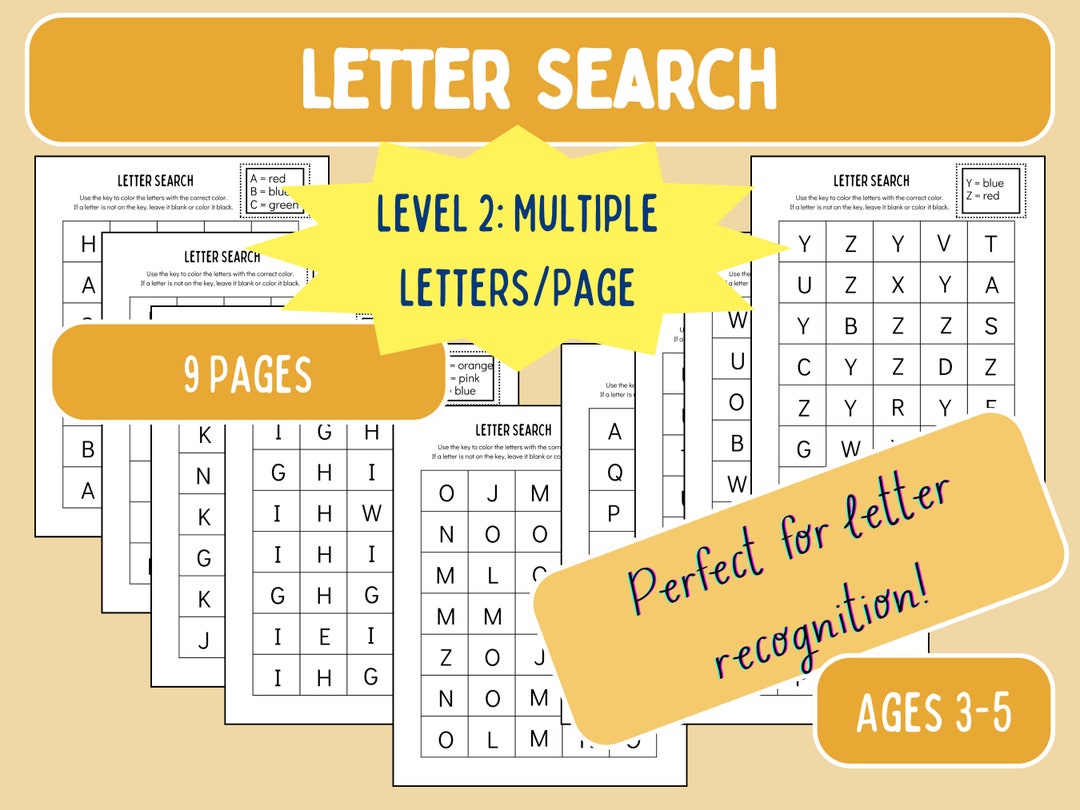 Letter Search 2: Find Letters and Color Using a Key, Preschool ...