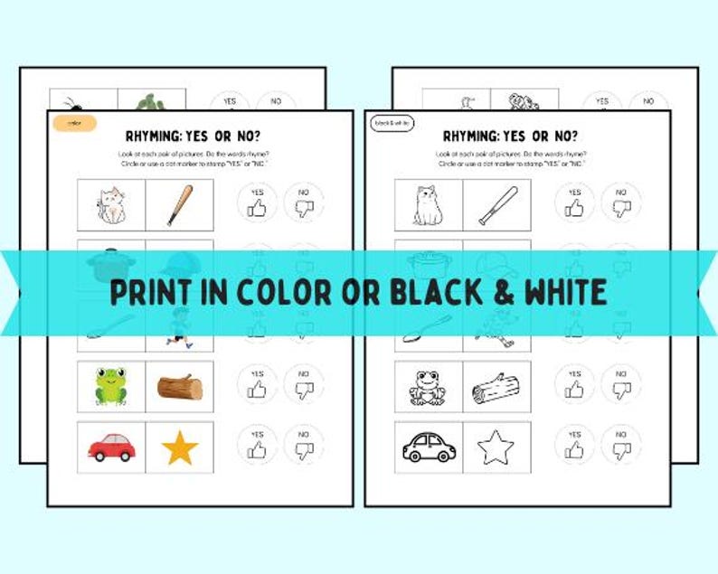 Rhymes: Yes or No? Rhyming Practice for Toddlers, Rhyming Practice for ...