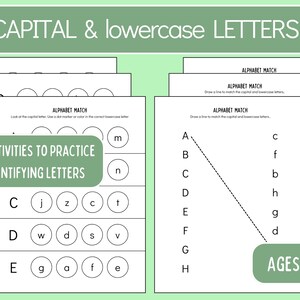 Práctica de letras mayúsculas y minúsculas: encuentre la letra minúscula, actividades de combinación de mayúsculas y minúsculas, práctica de letras del alfabeto