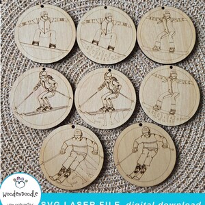 Ski und Snowboard Schlüsselanhänger SVG-Dateien | Laser Cut Rucksack Anhänger | Skifahrer und Snowboarder Schlüsselanhänger im Set
