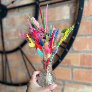 Mini Dried Flower Bunch | Rainbow Colour Bouquet | Perfect Letterbox Gift | Bright & Cheerful  | Handmade Gifts