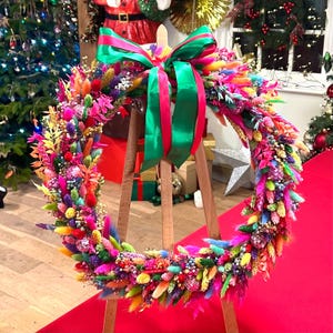 Award-Winning Rainbow Wreath | Dried Flowers | As Seen On | Vibrant Bouquet