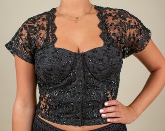 80s Heart And Bow Organic Crop Top
