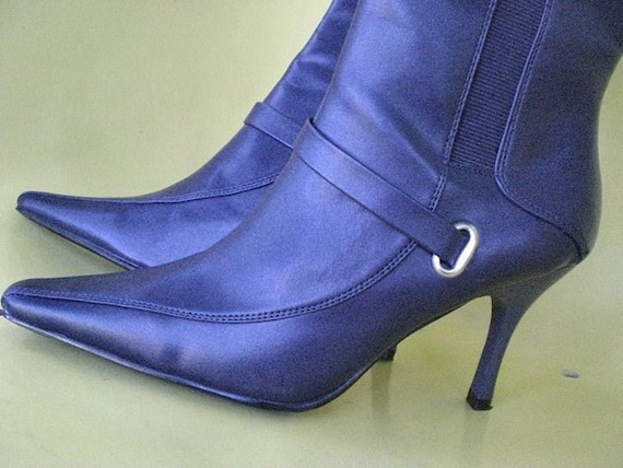 80's Vintage Aubergine Purple Navy Stiletto Knee-H