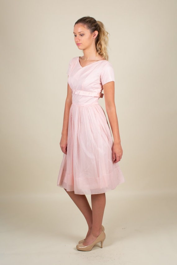 50's Vintage Sweetheart Pastel Pink Prom Dress SIZ