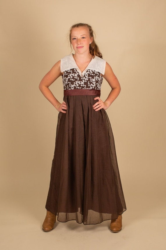 60s/70s Vintage MOD Brown Palazzo Jumpsuit SIZE Ex