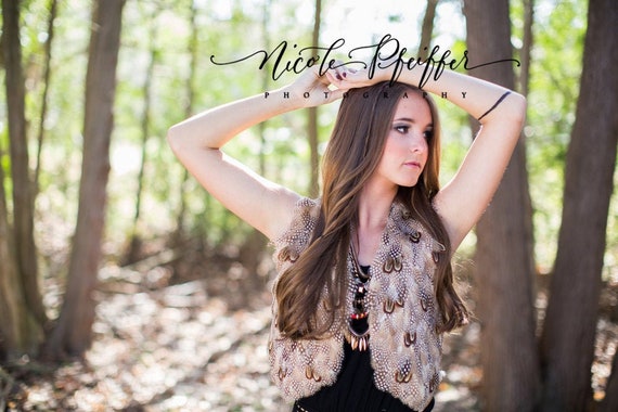 70s Vintage Handmade Indie Folk Plume Feather Vest