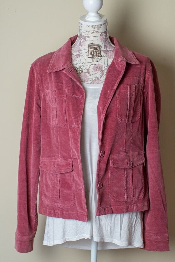 70s Dusty Pink Corduroy Coat Jacket SIZE Medium