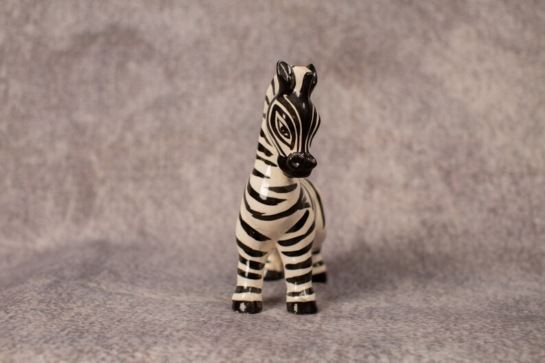 Vintage Black and White Cute Mini Ceramic Zebra