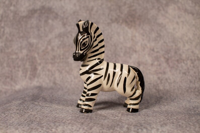 Vintage Black and White Cute Mini Ceramic Zebra