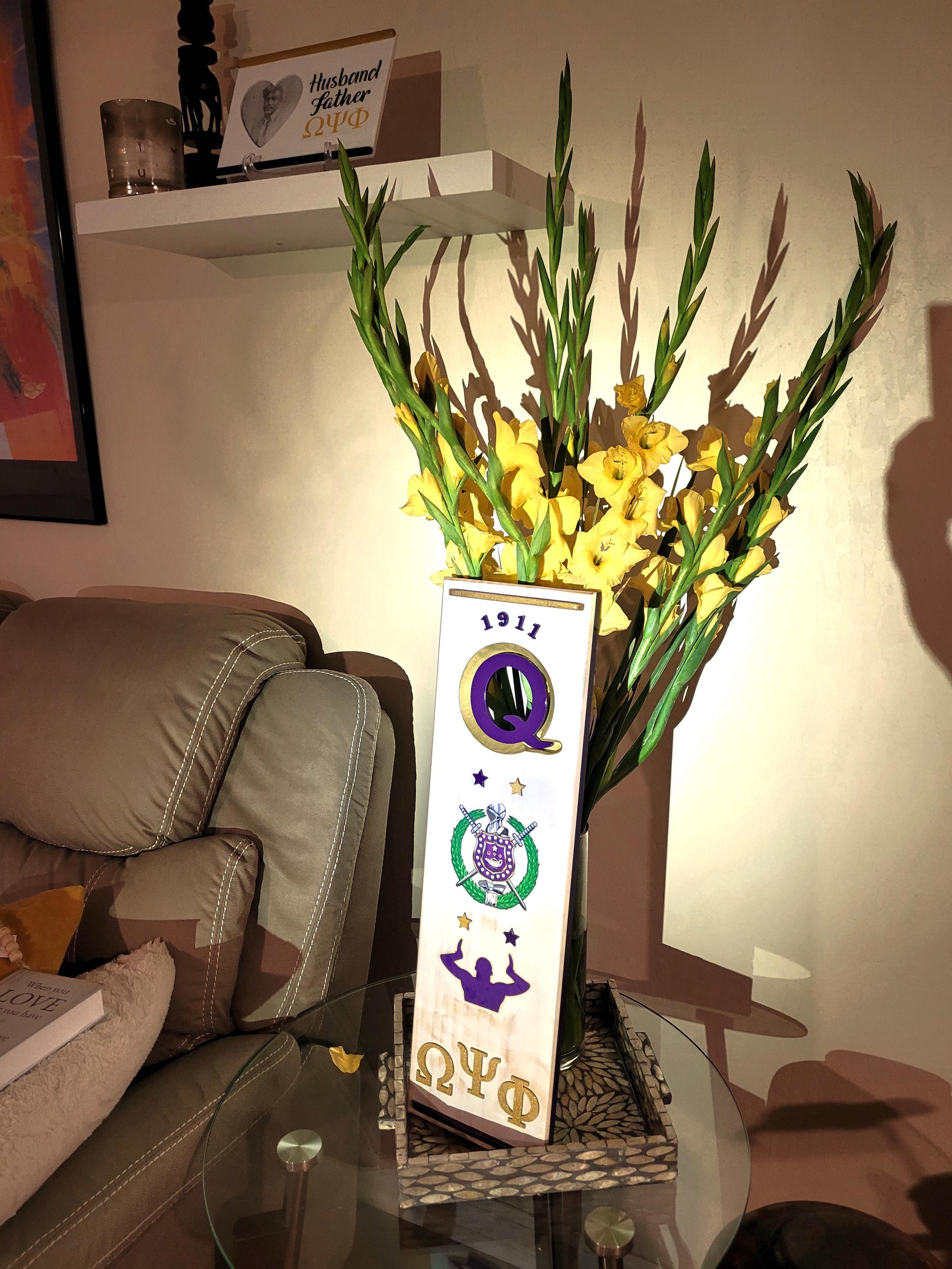 Omega Psi Phi Wall Art: Purple & Gold Fraternity Paddle + Picture Frame ...