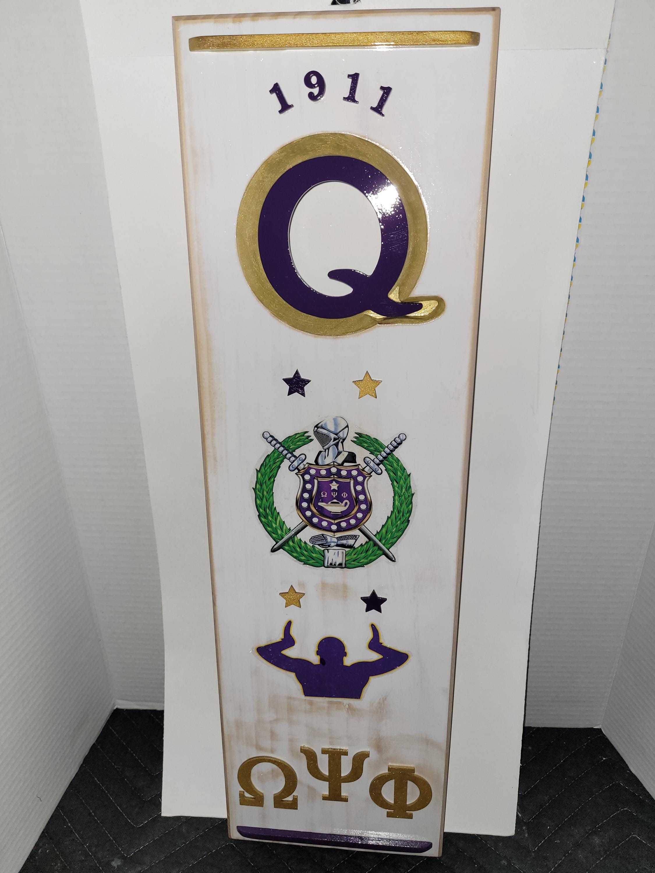 Omega Psi Phi Wall Art: Purple & Gold Fraternity Paddle + Picture Frame ...