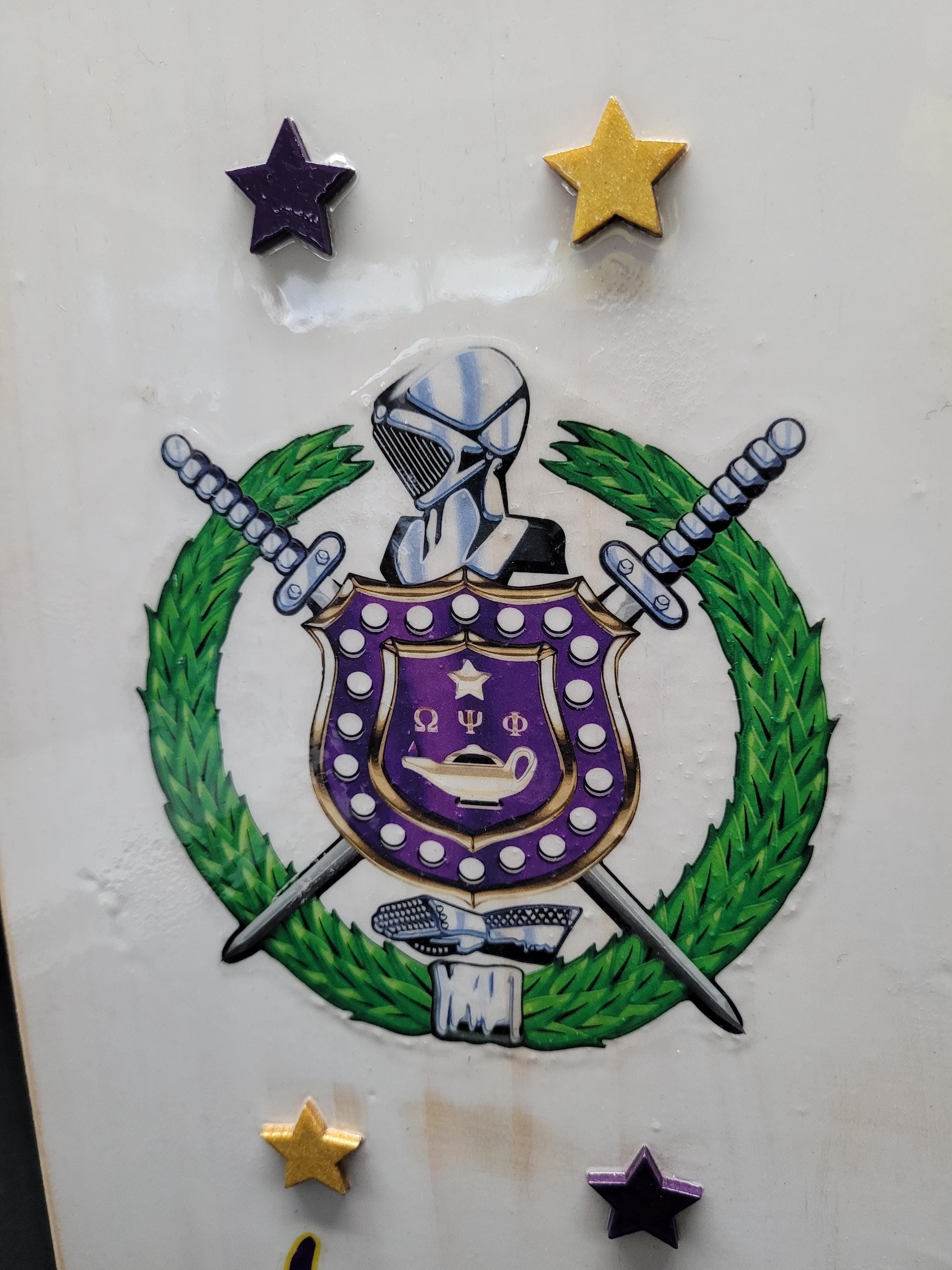 Omega Psi Phi Wall Art: Purple & Gold Fraternity Paddle + Picture Frame ...