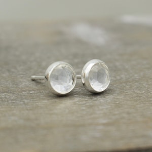 Clear Quartz Stud Earrings - Sterling Silver Earrings - Gift for her - Gemstone Studs - Jewelry sale - mimimalist earrings