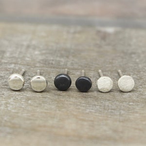 Tiny pebble stud earrings - minimalist earrings - gift for her - recycled dot earrings - sterling silver studs - earring set
