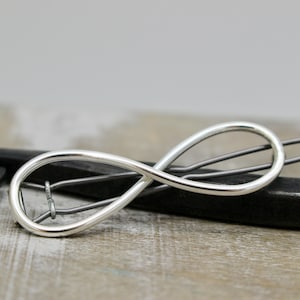 Sterling Silver Infinity Barrette: Petite Handmade Hair Clip
