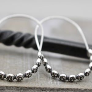 Flower Hoop Earrings in Sterling Silver / Daisy Hoop Earrings / Delicate Flower Hoops