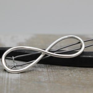 Small infinity barrette Petite sterling silver barrette gift for her petite barrette hair jewelry bangs / gift for mom image 2