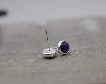 Sterling silver lapis gemstone studs / blue stud earrings / gift for her / lapis jewelry / jewelry sale