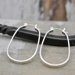 Sterling silver oval hoop earrings - click latch hoop earrings - gifts for her - jewelry sale - minimalist hoops