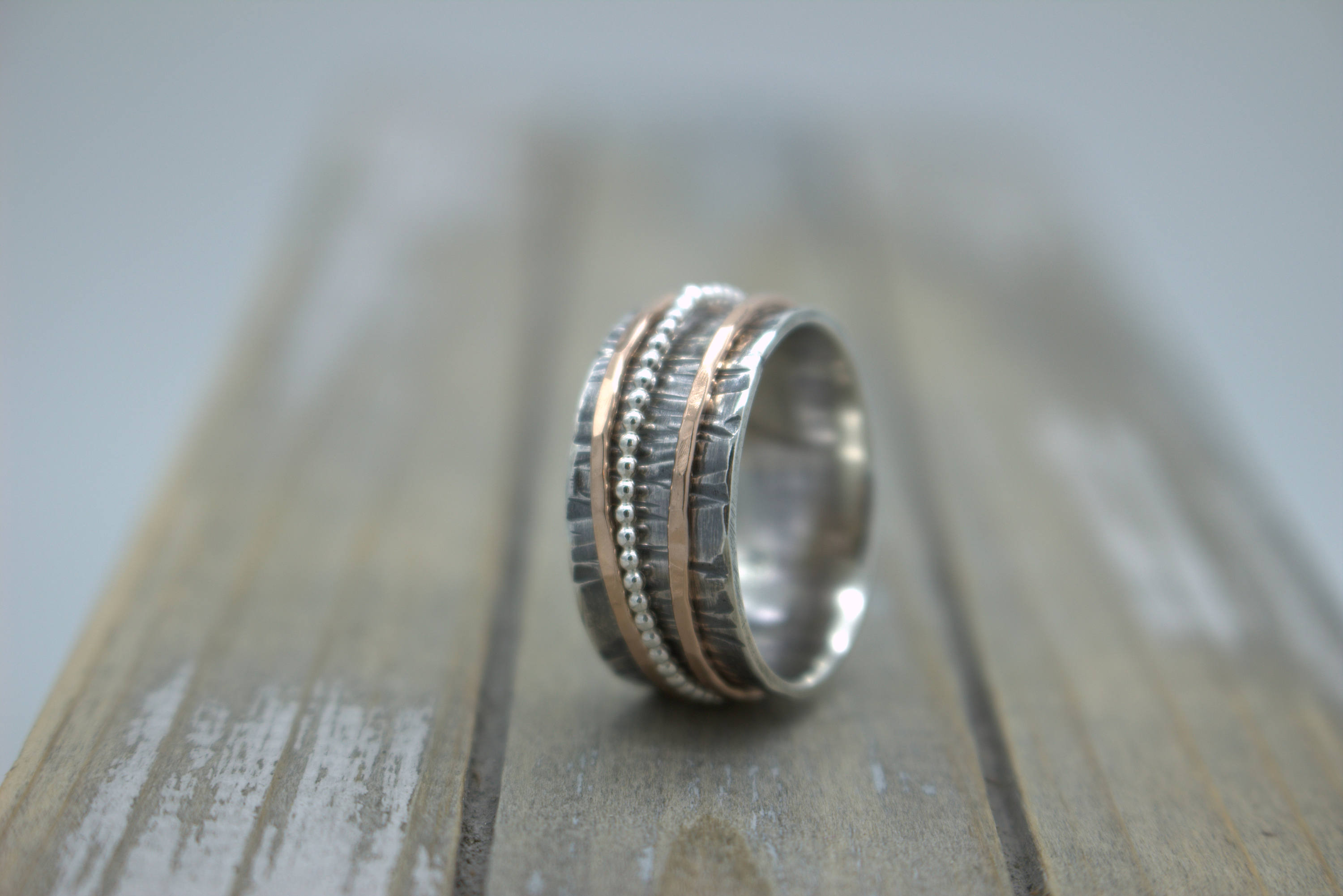 Rose Gold Sterling Spinner Ring Fiddle Ring Meditation Etsy