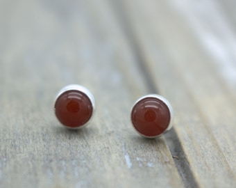 Sterling silver orange gemstone earrings / Orange Post Studs / Carnelian 5mm Earrings / Gift for her / jewelry sale
