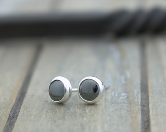 Hematite 5mm Earrings - Sterling Silver Stud Earrings - Hematite Jewelry - Gift for Mom - minimalist post earrings