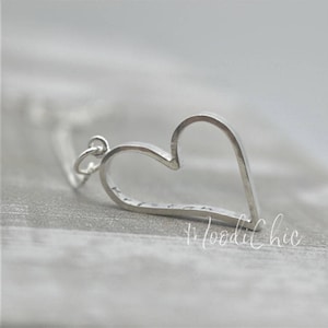 Sterling silver Stamped heart necklace - personalized charm - gift for her- jewelry - Custom name necklace / gift for mom