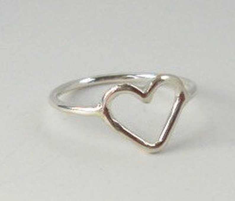 Sterling silver heart ring Open heart ring Midi heart ring | Etsy