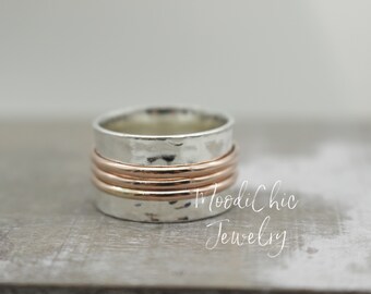 Rose Gold sterling silver Spinner Ring - Rose Gold Silver Fidget Ring - Rose gold filled - gift for her - jewelry sale