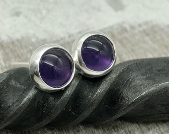 5mm Natural Amethyst Earring Studs - Sterling silver - Purple stone earring studs - February birthday gift Birthstone - Amethyst earrings