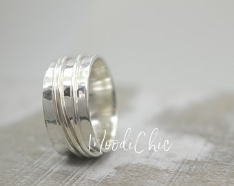 Silver Meditation Ring - sterling silver spinner ring - woman's spinner ring - gift for her - jewelry sale - wide band ring