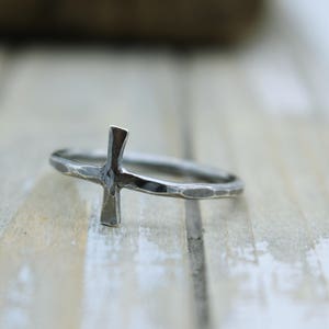 Rustic Cross Ring Sterling Silver Ring Gift for Her Cross Ring ...