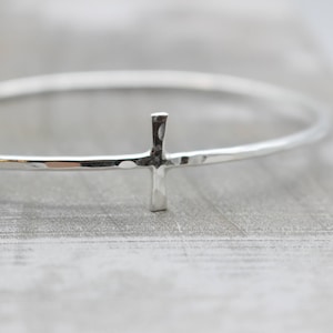 Sterling silver bangle bracelet / silver cross bracelet / cross bangle / gift for her / jewelry sale