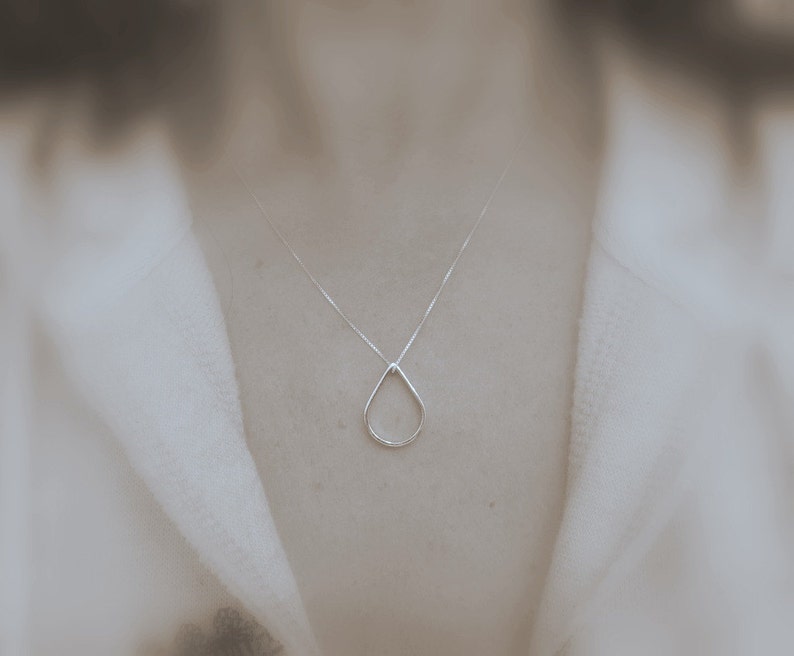 Personalized Teardrop Charm Necklace Teardrop Charm Etsy