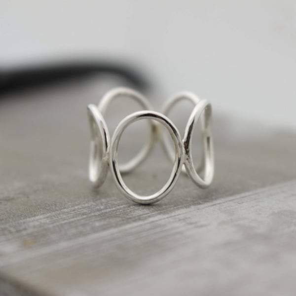 Sterling silver bubble ring - silver ring band - open circle ring - gift for her - jewelry sale