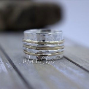 Sterling silver Gold filled spinner ring Spinner Ring Wide band ring Gift for her Fidget ring image 1