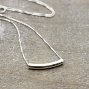 Minimalist Sterling silver tube necklace - Geometric modern simple layering necklace - Sliding bar necklace - gift for her - jewelry sale