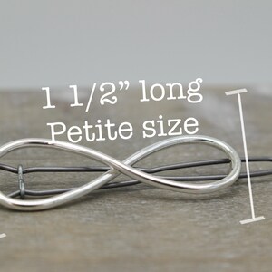 Small infinity barrette Petite sterling silver barrette gift for her petite barrette hair jewelry bangs / gift for mom image 4
