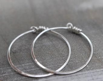 Sterling silver hoop earrings - basic hoops - boho hoops - gift for her - jewelry sale - sterling silver earrings - minimalist earrings