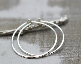 Sterling Silver Hoop Earrings: 1" Boho Minimalist Hoops