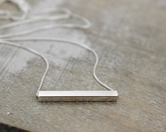 Sterling silver bar necklace - Square rod - Geometric modern simple layering necklace - Sliding bar necklace - gift for her - jewelry sale