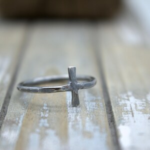 Rustic Cross Ring Sterling Silver Ring Gift for Her Cross Ring ...