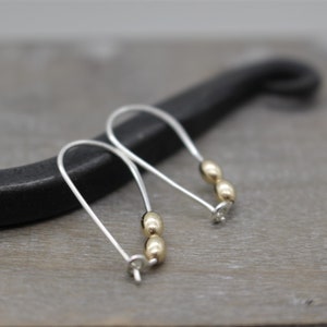 gold and silver beaded hoops / tiny beaded earrings / drop and dangle hoop earrings / gift for her / jewelry sale